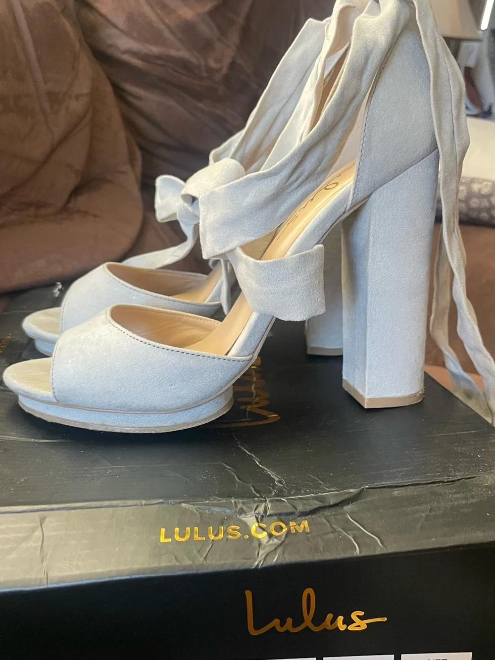 Lulus Dorian Grey Suede Lace-Up Platform Heels
